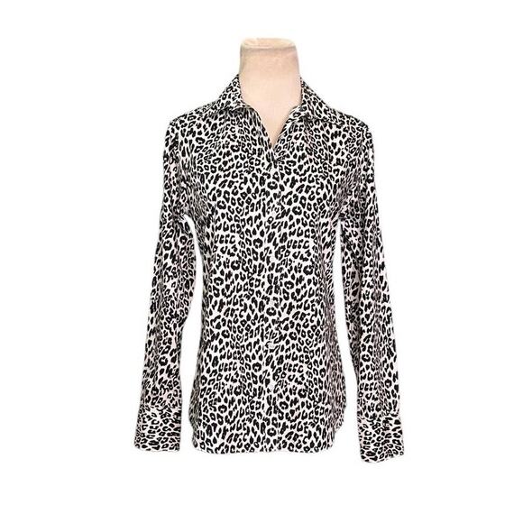 Land’s End animal print long sleeves buttoned blouse size 2 - Picture 7 of 11